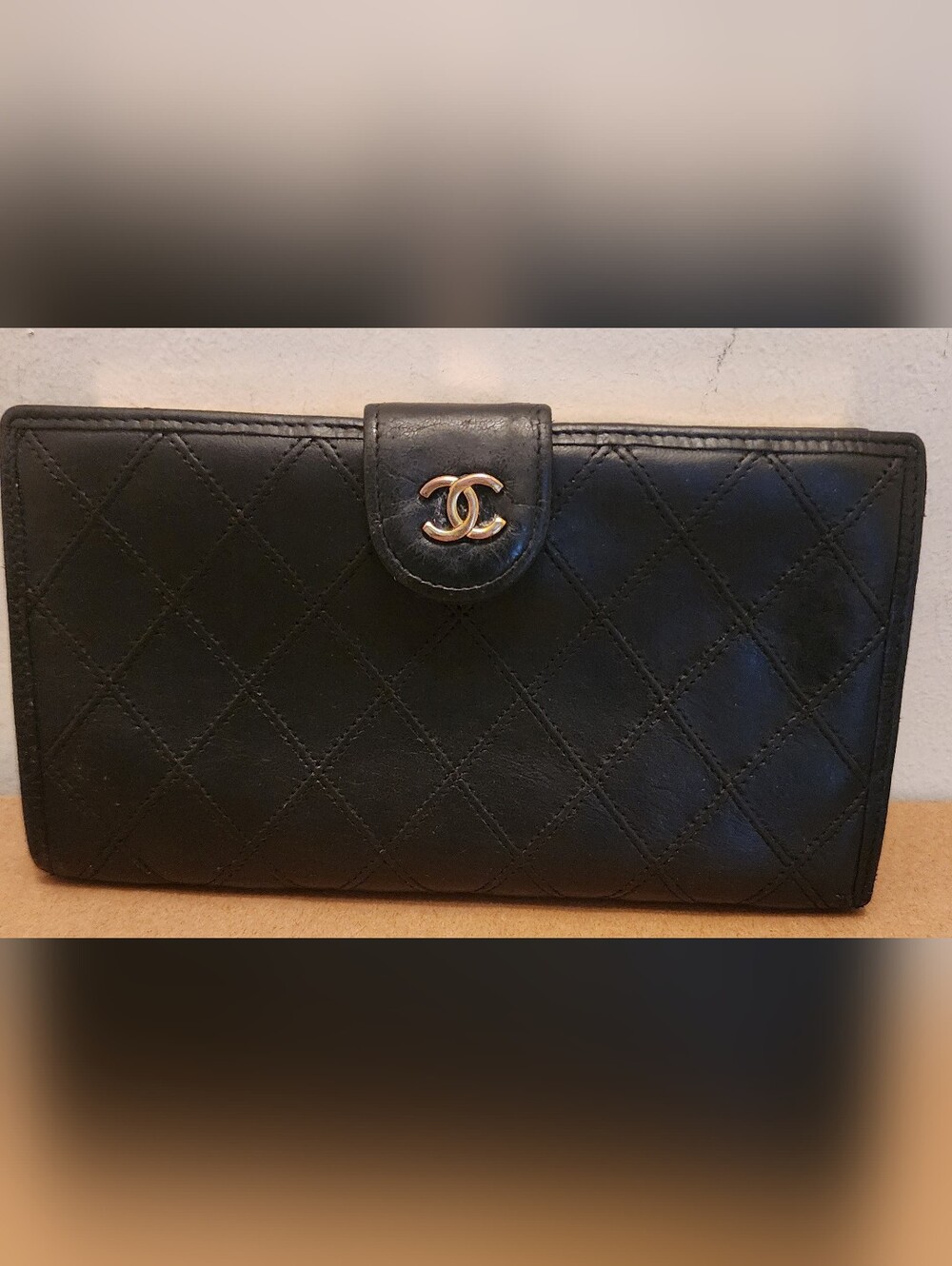 CHANEL Classic Black Quilted Nappa Leather Wallet with Gold CC Logo